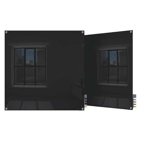 Dry Erase Board, Glass, 48 in, 48 in, No Frame Frame, Black, Gloss MPN:HMYSM44BK