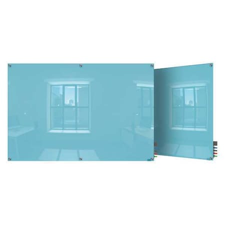 Dry Erase Board, Glass, 48 in, 72 in, No Frame Frame, Blue, Gloss MPN:HMYSM46BE