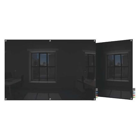 Dry Erase Board, Glass, 48 in, 72 in, No Frame Frame, Black, Gloss MPN:HMYSM46BK