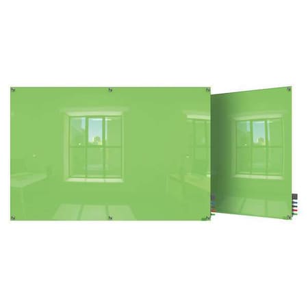 Dry Erase Board, Glass, 48 in, 72 in, No Frame Frame, Green, Gloss MPN:HMYSM46GN