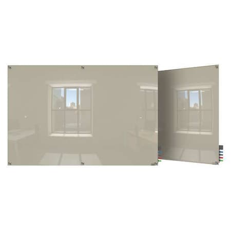 Dry Erase Board, Glass, 48 in, 72 in, No Frame Frame, Gray, Gloss MPN:HMYSM46GY