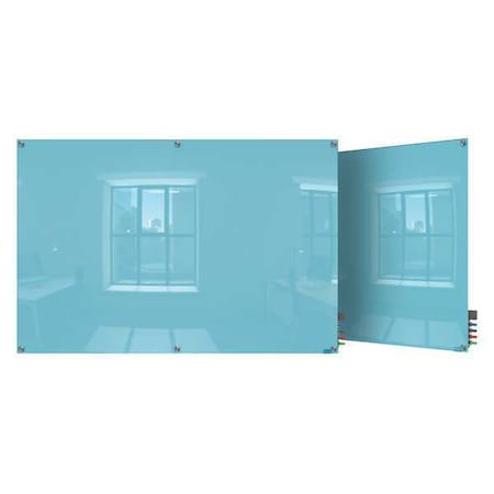 Dry Erase Board, Glass, 48 in, 96 in, No Frame Frame, Blue, Gloss MPN:HMYSM48BE