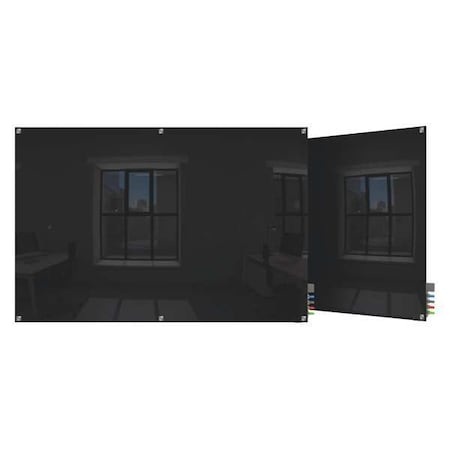 Dry Erase Board, Glass, 48 in, 96 in, No Frame Frame, Black, Gloss MPN:HMYSM48BK