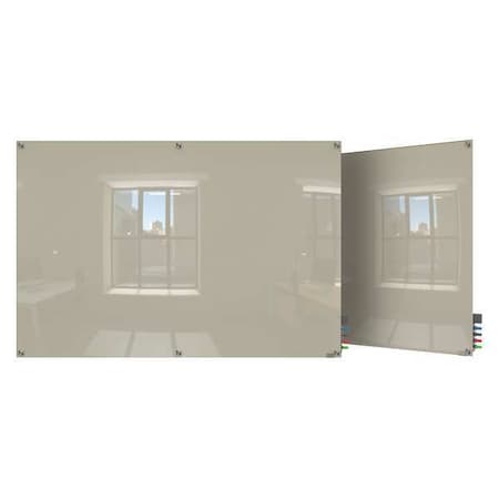Dry Erase Board, Glass, 48 in, 96 in, No Frame Frame, Gray, Gloss MPN:HMYSM48GY