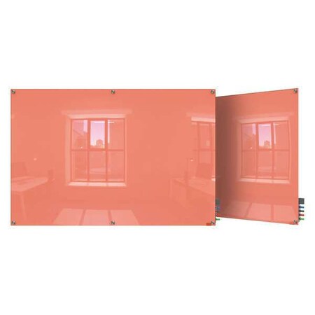 Dry Erase Board, Glass, 48 in, 96 in, No Frame Frame, Peach, Gloss MPN:HMYSM48PH
