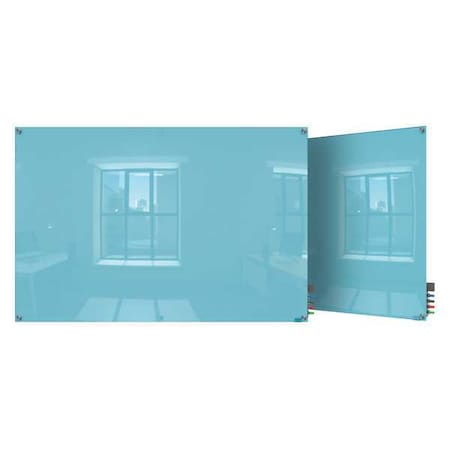 Dry Erase Board, Glass, 24 in, 36 in, No Frame Frame, Blue, Gloss MPN:HMYSN23BE