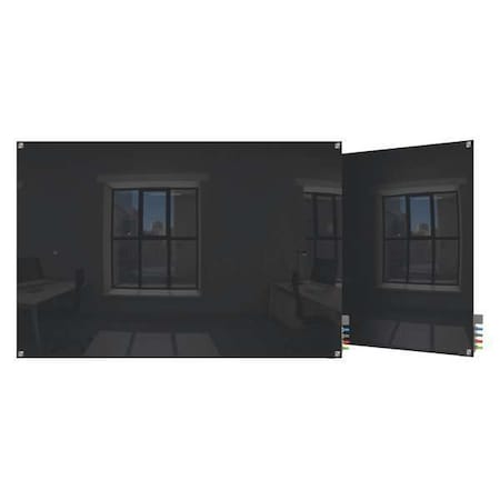 Dry Erase Board, Glass, 24 in, 36 in, No Frame Frame, Black, Gloss MPN:HMYSN23BK