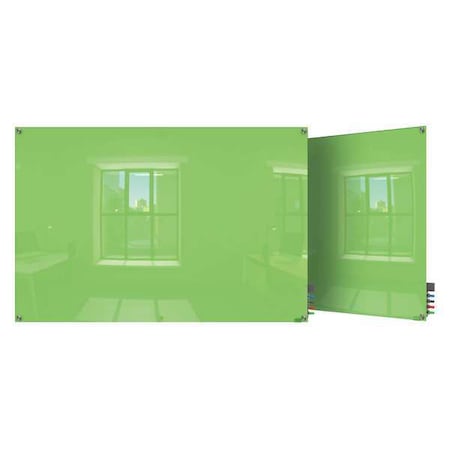 Dry Erase Board, Glass, 24 in, 36 in, No Frame Frame, Green, Gloss MPN:HMYSN23GN