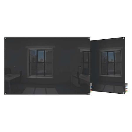 Dry Erase Board, Glass, 36 in, 48 in, No Frame Frame, Black, Gloss MPN:HMYSN34BK