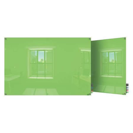 Dry Erase Board, Glass, 36 in, 48 in, No Frame Frame, Green, Gloss MPN:HMYSN34GN
