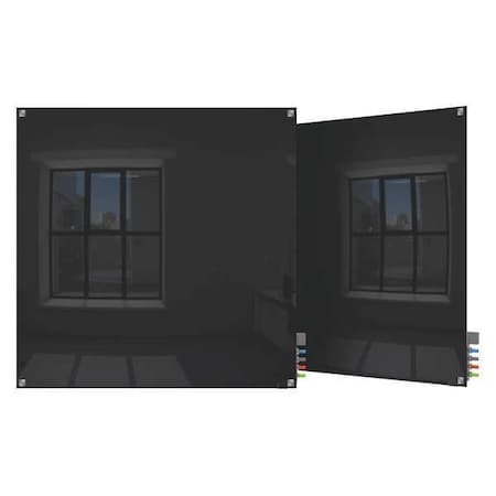 Dry Erase Board, Glass, 48 in, 48 in, No Frame Frame, Black, Gloss MPN:HMYSN44BK