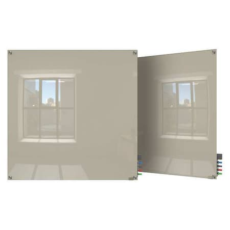 Dry Erase Board, Glass, 48 in, 48 in, No Frame Frame, Gray, Gloss MPN:HMYSN44GY