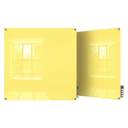 Dry Erase Board, Glass, 48 in, 48 in, No Frame Frame, Yellow, Gloss MPN:HMYSN44YW