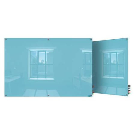 Dry Erase Board, Glass, 48 in, 72 in, No Frame Frame, Blue, Gloss MPN:HMYSN46BE