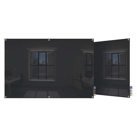 Dry Erase Board, Glass, 48 in, 72 in, No Frame Frame, Black, Gloss MPN:HMYSN46BK