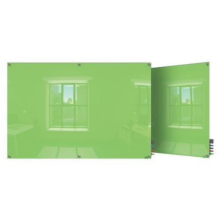 Dry Erase Board, Glass, 48 in, 72 in, No Frame Frame, Green, Gloss MPN:HMYSN46GN