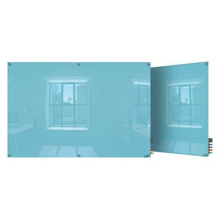 Dry Erase Board, Glass, 48 in, 96 in, No Frame Frame, Blue, Gloss MPN:HMYSN48BE