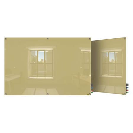 Dry Erase Board, Glass, 48 in, 96 in, No Frame Frame, Beige, Gloss MPN:HMYSN48BG
