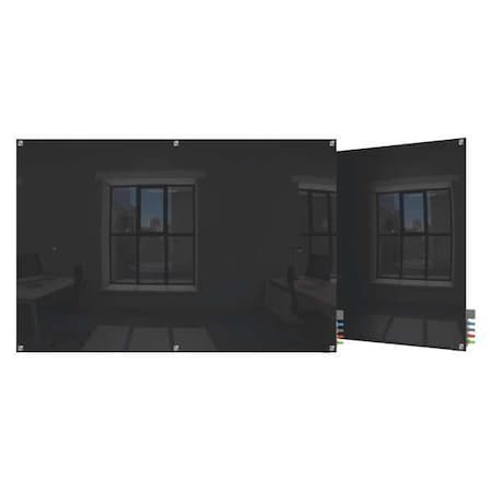 Dry Erase Board, Glass, 48 in, 96 in, No Frame Frame, Black, Gloss MPN:HMYSN48BK