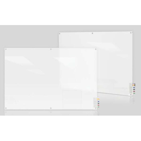 Dry Erase Board, Glass, 48 in, 96 in, No Frame Frame, Frosted White, Gloss MPN:HMYSN48FR