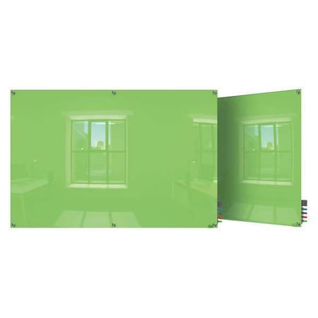 Dry Erase Board, Glass, 48 in, 96 in, No Frame Frame, Green, Gloss MPN:HMYSN48GN