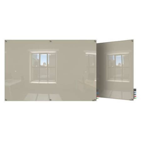 Dry Erase Board, Glass, 48 in, 96 in, No Frame Frame, Gray, Gloss MPN:HMYSN48GY