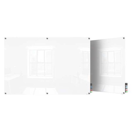 Dry Erase Board, Glass, 48 in, 96 in, No Frame Frame, White, Gloss MPN:HMYSN48WH