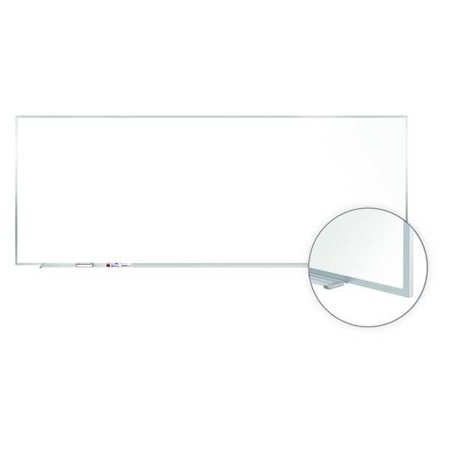 Dry Erase Board, Porcelain, 48 1/2 in, 120 1/2 in, Aluminum Frame, White, Matte MPN:M1-410-4