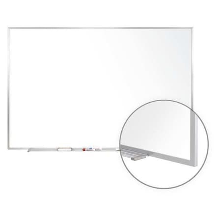 Dry Erase Board, Porcelain, 48 1/2 in, 96 1/2 in, Aluminum Frame, White, Matte MPN:M1-48-4