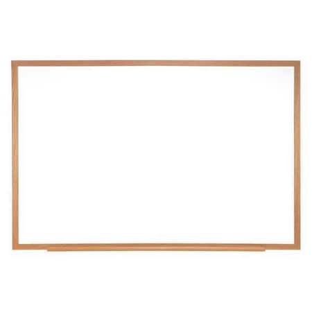 Dry Erase Board, Porcelain, 48 5/8 in, 96 5/8 in, Wood Frame, White, Matte MPN:M1W-48-4