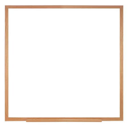 Dry Erase Board, Plastic, 48 5/8 in, 48 5/8 in, Wood Frame, White, Gloss MPN:M2W-44-4