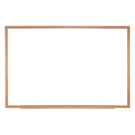 Dry Erase Board, Plastic, 48 5/8 in, 96 5/8 in, Wood Frame, White, Gloss MPN:M2W-48-4