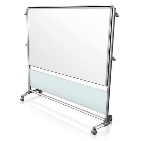 Dry Erase Board, Porcelain, 76 1/8 in, 76 3/8 in, Aluminum Frame, White MPN:NEX206MW-FR