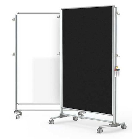 Dry Erase Board, Porcelain, 76 1/8 in, 52 3/8 in, Aluminum Frame, White/Black MPN:NEX224MFP-95