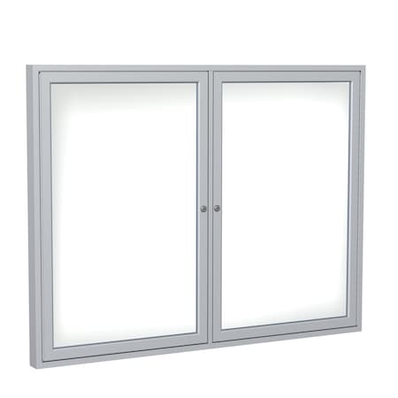 Enclosed Whiteboard, 2 Door, Porcelain, Magnetic, 4 ft H x 5 ft W MPN:PA24860M-M1