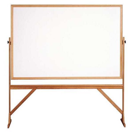 Dry Erase Board, Plastic, 72 in, 48 in, Wood Frame, White, Gloss MPN:RMM46