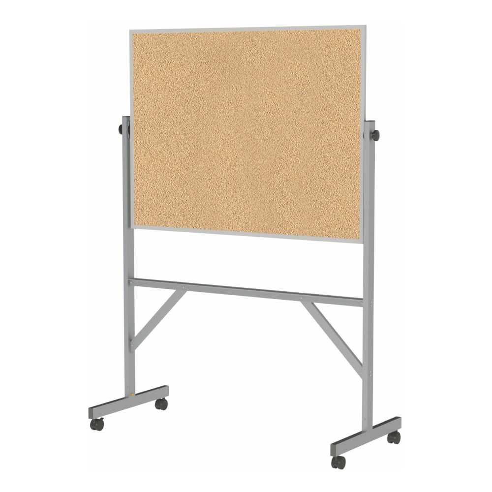 Ghent Reversible Cork Bulletin Board, 78 1/4in x 53 1/4in x 20in, Aluminum Frame With Silver Finish MPN:ARKK34
