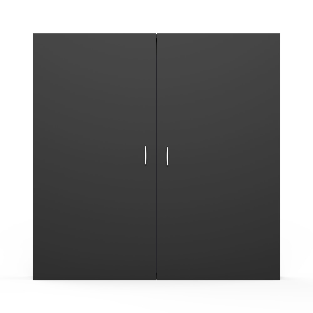 Ghent Magnetic Dry-Erase Whiteboard Cabinet, Porcelain, 48in x 48in, White, Black Wood Frame MPN:C1-44B