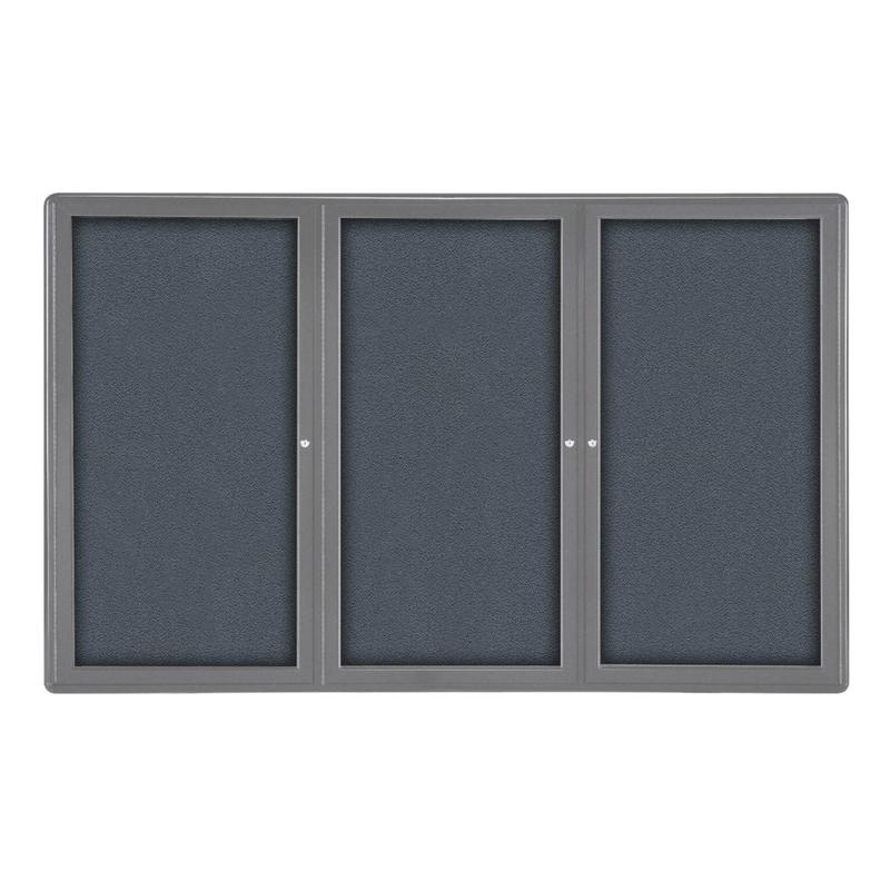 Ghent Ovation 3-Door Bulletin Board, Fabric, 48in x 72in, Gray, Gray Aluminum Frame MPN:OVG5-F91
