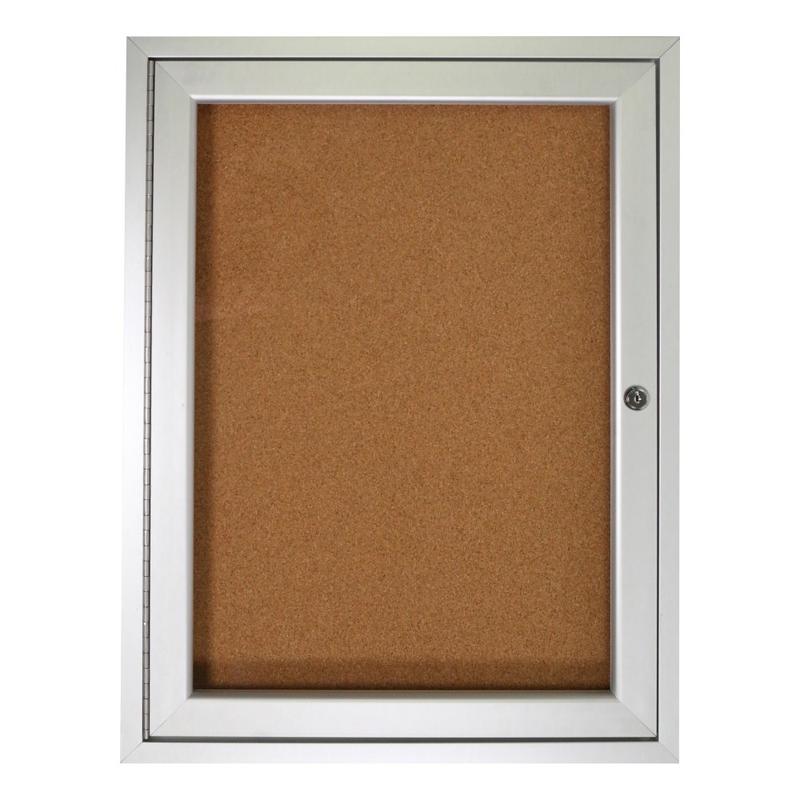 Ghent 1 Door Enclosed Natural Cork Bulletin Board, Satin Aluminum Frame, 24inH x 18inW MPN:PA12418K
