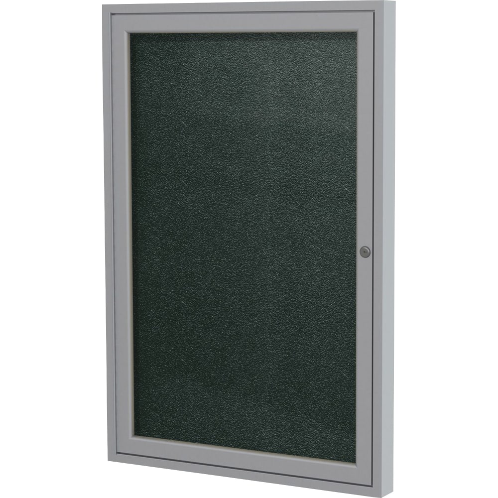 Ghent 1 Door Enclosed Vinyl Bulletin Board with Satin Frame, 24inH x 18inW, Ebony Vinyl Surface MPN:PA12418VX-183