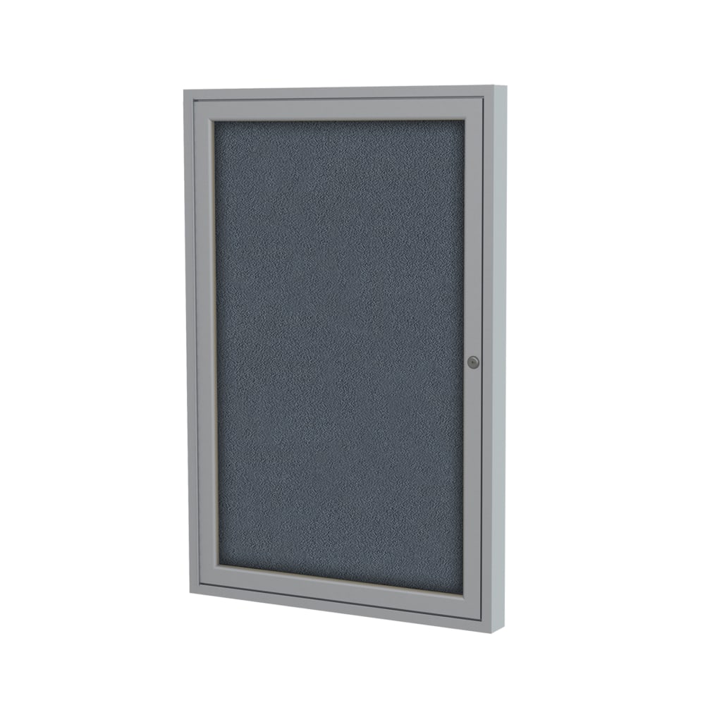 Ghent 1 Door Enclosed Fabric Bulletin Board, Satin Aluminum Frame, 36inH x 24inW, Gray MPN:PA13624F-91