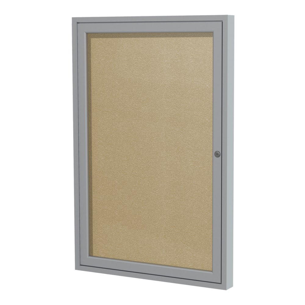 Ghent 1 Door Enclosed Vinyl Bulletin Board, Satin Aluminum Frame, 36inH x 24inW, Caramel MPN:PA13624VX-181
