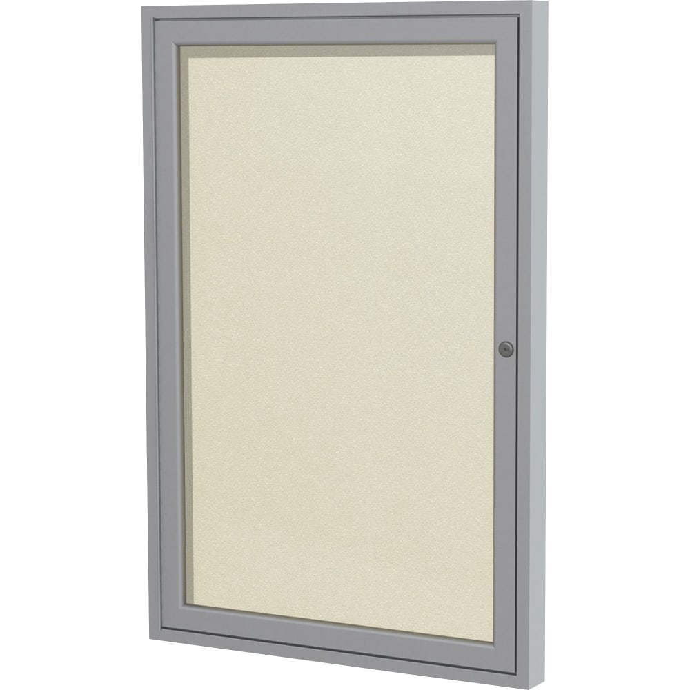 Ghent 1 Door Enclosed Vinyl Bulletin Board with Satin Frame, 36inH x 24inW, Ivory Vinyl Surface MPN:PA13624VX-185