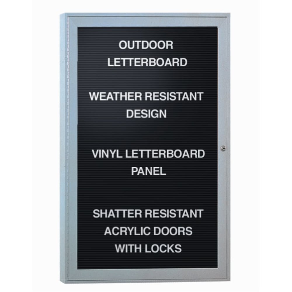 Ghent Traditional Enclosed Changeable Vinyl Letterboard, 36in x 30in, Black, Satin Aluminum Frame MPN:PA13630BX-BK