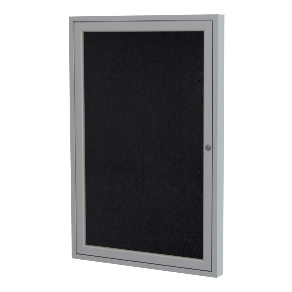 Ghent 1 Door Enclosed Recycled Rubber Bulletin Board, Satin Aluminum Frame, 36inH x 30inW, Black MPN:PA13630TR-BK