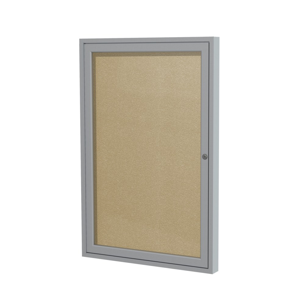 Ghent 1 Door Enclosed Vinyl Bulletin Board, Satin Aluminum Frame, 36inH x 36inW, Caramel MPN:PA13636VX-181