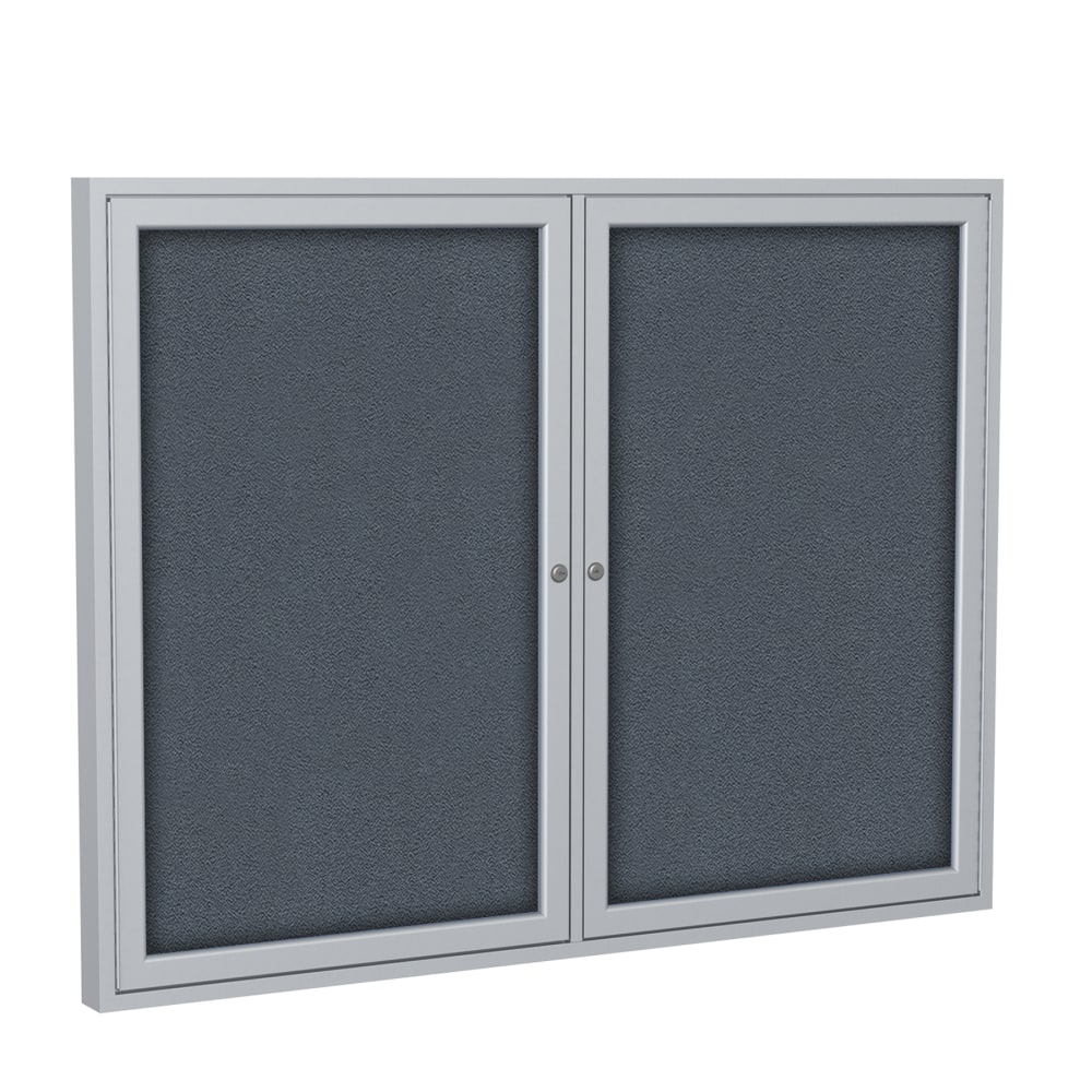 Ghent 2 Door Enclosed Fabric Bulletin Board, Satin Aluminum Frame, 36inH x 48inW, Gray MPN:PA23648F-91