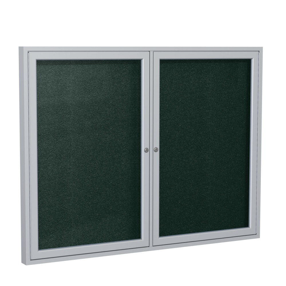 Ghent 2 Door Enclosed Vinyl Bulletin Board, Satin Aluminum Frame, 36inH x 48inW, Ebony MPN:PA23648VX-183