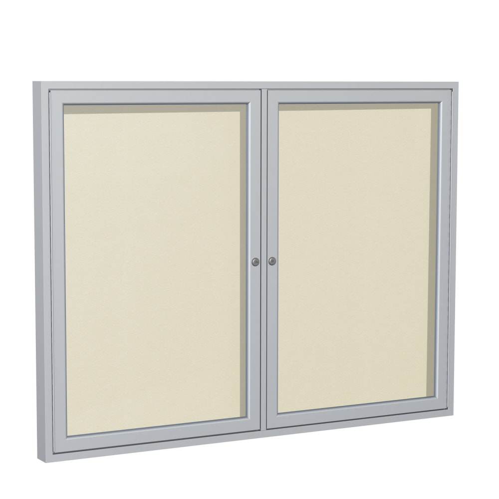 Ghent 2 Door Enclosed Vinyl Bulletin Board, Satin Aluminum Frame, 36inH x 48inW, Ivory MPN:PA23648VX-185
